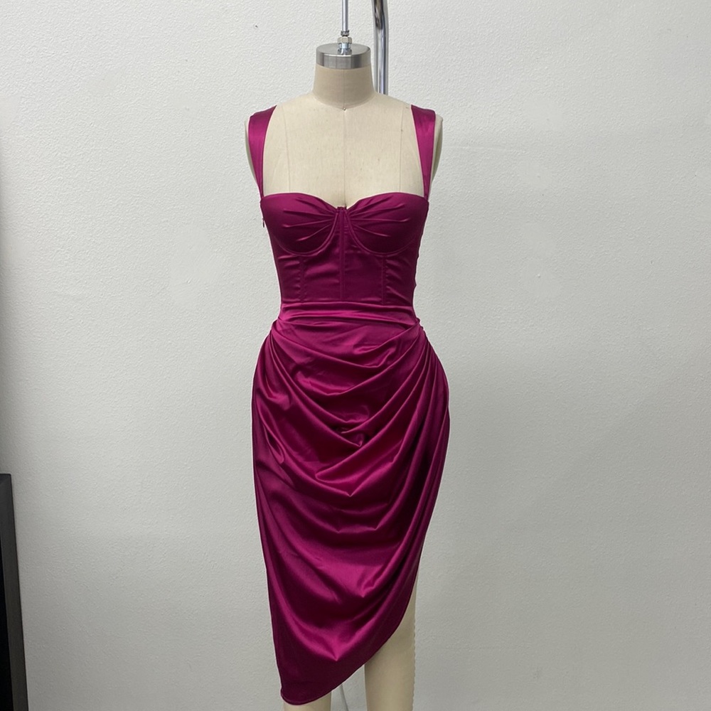 Satin Corset Midi Dress